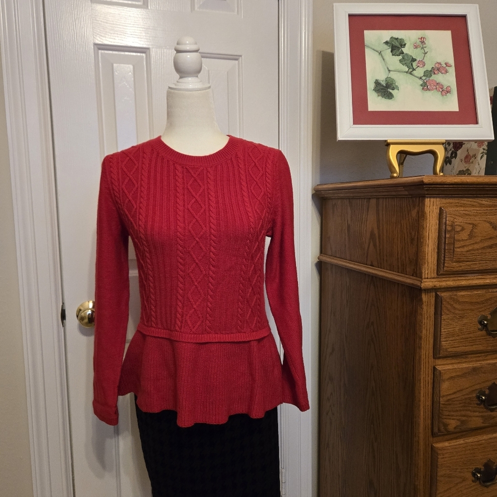 Talbots Cashmere Cotton Blend Peplum Sweater - EUC
